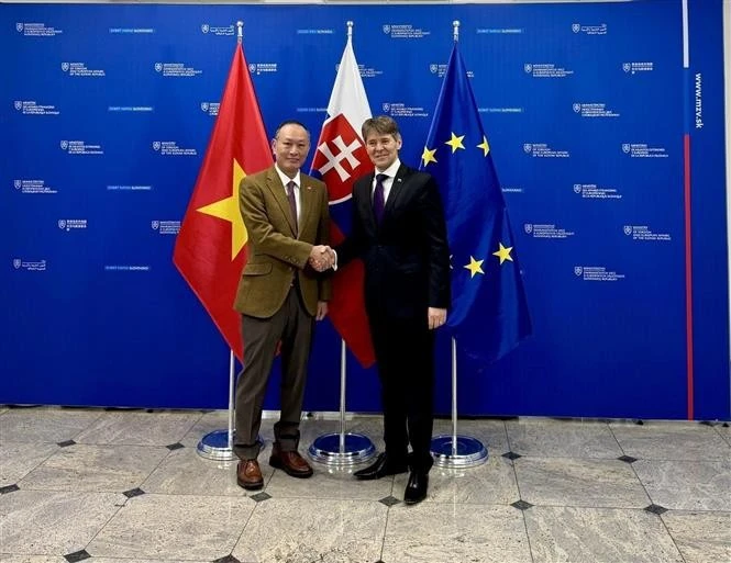 Vietnamese Ambassador Pham Truong Giang (L) and Solvakia's First Deputy Minister of Foreign and European Affairs Marek Estok (Photo: VNA)