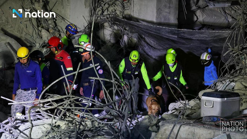 Search and rescue operations are still ongoing at the construction site of the SAO building in Chatuchak District, Thailand (Photo: nationthailand.com) 
