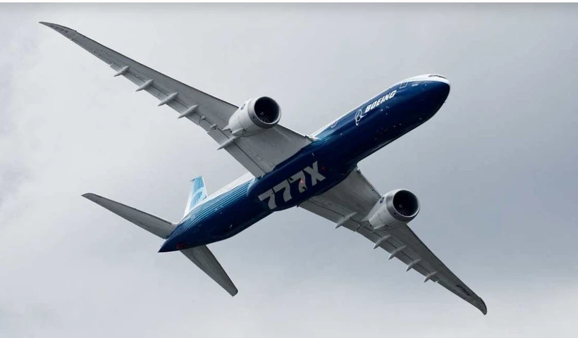 A Boeing 777-9, a variant of the 777X, performs a flying display at the 54th International Paris Airshow at Le Bourget Airport near Paris, France, June 20, 2023. (Photo: bernama.com) 