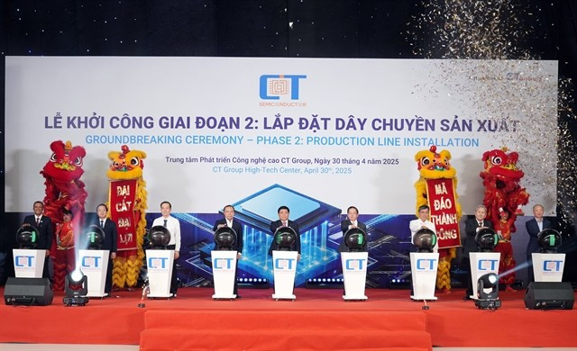 The groundbreaking ceremony for the second phase of construction on Vietnam’s first locally owned semiconductor chip factory. Photo courtesy of CT Semiconductor (Photo: VNA) 