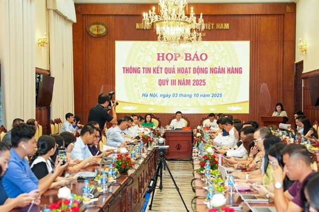 The press conference of the State Bank of Vietnam on October 3. (Photo: VNA) 