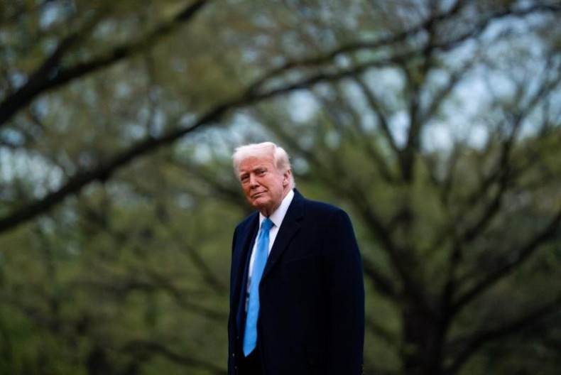 US President Donald Trump on the South Lawn of the White House after arriving on Marine One in Washington on April 6. (Photo: Bloomberg) 
