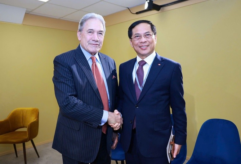 Deputy Prime Minister and Minister of Foreign Affairs Bui Thanh Son (R) and New Zealand’s Foreign Minister Winston Peters (Photo: VGP)