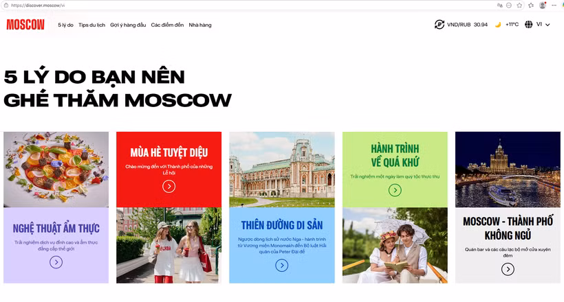 Discover Moscow offers a comprehensive hub of practical travel information, seasonal itinerary ideas and useful tips for visitors planning a trip to the Russian capital. (Screenshot)