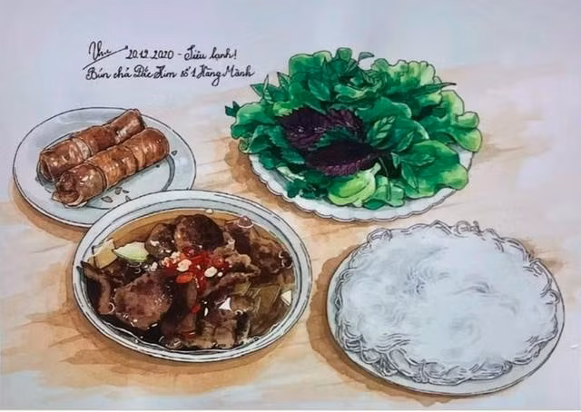 A painting by Thu Hang in the sketchbook project “Flavours of the Hanoi”.