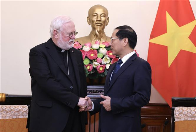 Foreign Minister receives Secretary for Relations with States and International Organisations of Vatican ảnh 1