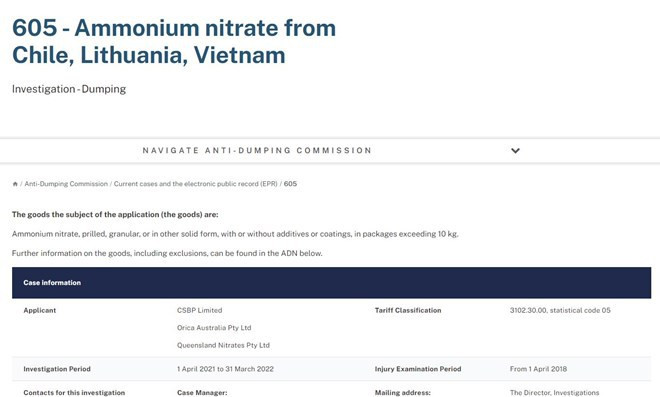 Australia decides not to impose anti-dumping duties on ammonium nitrate from Vietnam ảnh 1