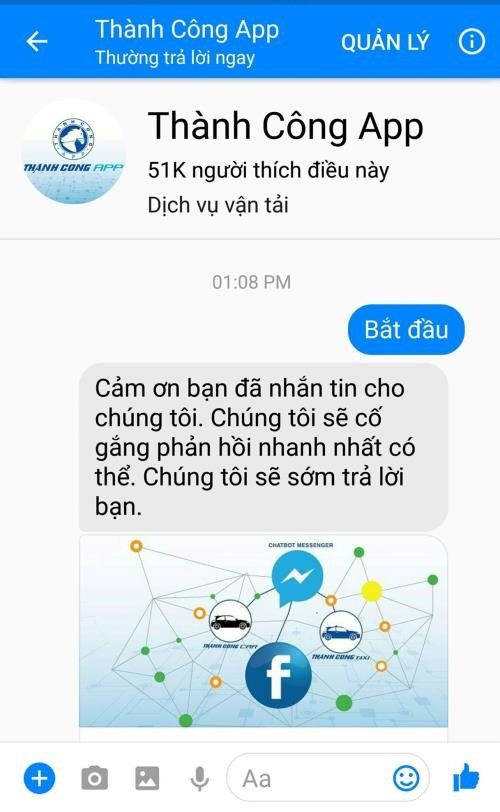 Taxi booking service via Facebook Messenger launched ảnh 1