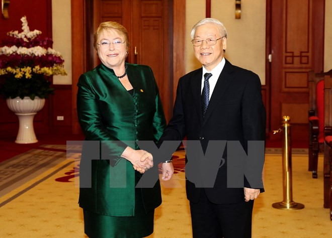 Party chief receives Chilean President Michelle Bachelet ảnh 1 Party chief receives Chilean President Michelle Bachelet ảnh 1