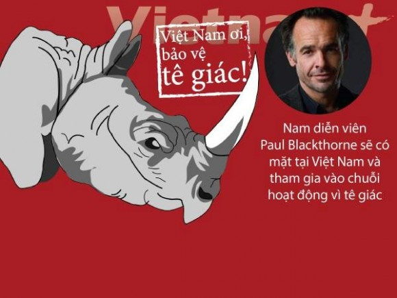 Hollywood movie star in Vietnam to protect rhinos ảnh 1