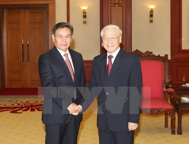 Party General Secretary welcomes Lao guest ảnh 1 Party General Secretary welcomes Lao guest ảnh 1