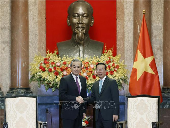 President Vo Van Thuong hosts Chinese Foreign Minister ảnh 1 President Vo Van Thuong hosts Chinese Foreign Minister ảnh 1