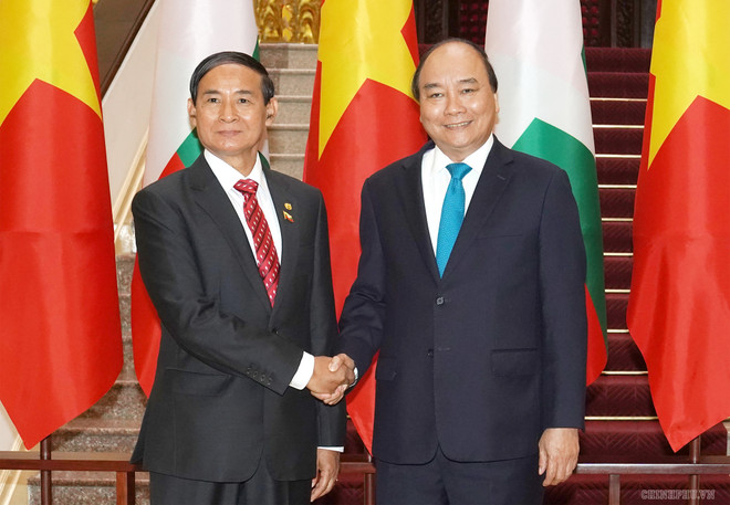 Prime Minister welcomes Myanmar President in Hanoi ảnh 1