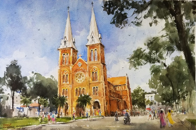 Painting exhibition shows French artist’s love for Vietnam ảnh 1 Painting exhibition shows French artist’s love for Vietnam ảnh 1