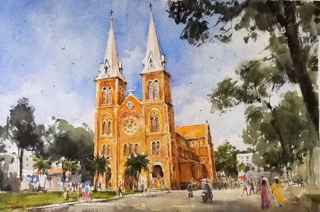 Painting exhibition shows French artist’s love for Vietnam ảnh 1