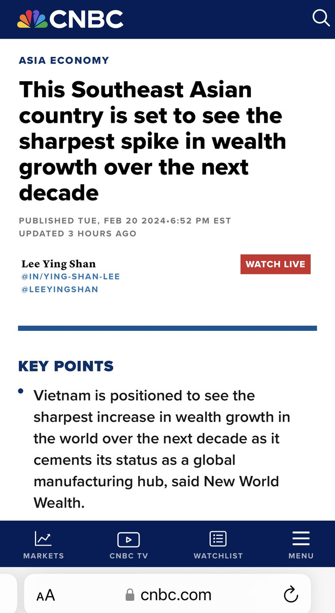 Vietnam to see 125% increase in wealth in next decade: New World Wealth ảnh 2 Vietnam to see 125% increase in wealth in next decade: New World Wealth ảnh 2