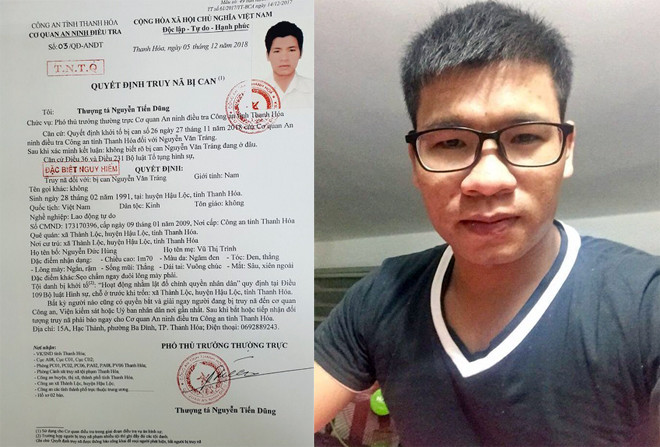 Thanh Hoa police hunt for man accused of overthrow attempt ảnh 1 Thanh Hoa police hunt for man accused of overthrow attempt ảnh 1
