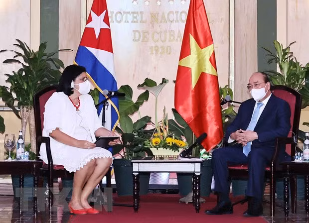 President receives leaders of Cuba – Vietnam friendship organisations ảnh 1