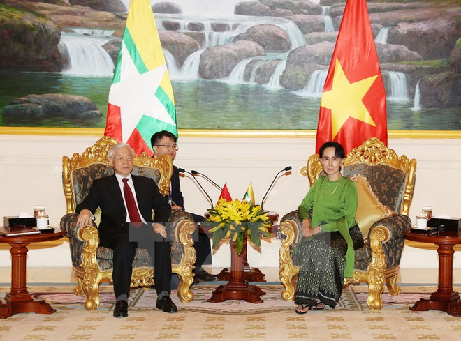 Party chief meets with Myanmar State Counsellor ảnh 1 Party chief meets with Myanmar State Counsellor ảnh 1