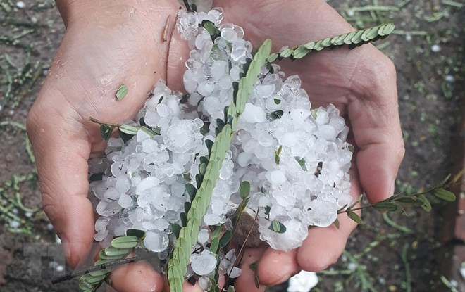Hailstone, whirlwinds wreak havoc in northern provinces ảnh 1