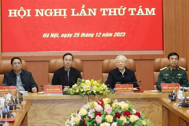 Party chief chairs Central Military Commission’s review conference ảnh 1 Party chief chairs Central Military Commission’s review conference ảnh 1