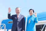 Party General Secretary To Lam and his spouse leave Astana of Kazakhstan on May 7 afternoon (local time) to begin a state visit to Azerbaijan. (Photo: VNA)