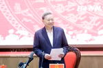 Party General Secretary To Lam speaks at the conference announcing the inspection and supervision for the Hanoi Party Committee on March 6. (Photo: VNA)