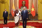 Party General Secretary and then State President To Lam (right) receives Ambassador of Bhutan to Vietnam Kinzang Dorji, who comes to present his credentials on September 17, 2024. (Photo: VNA)
