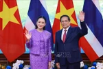 Vietnamese Prime Minister Pham Minh Chinh (right) and Thai Prime Minister Paetongtarn Shinawatra in Hanoi on May 16. (Photo: VNA)
