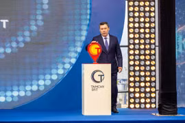 President of Kyrgyzstan Sadyr Japarov launches the work of the Tamchy Special Financial Investment Territory (SFIT). (Photo: Tamchy SFIT)