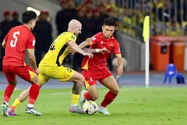 João Figueiredo (yellow) and teammates pull off a commanding performance to win at home. (Photo: VNA)