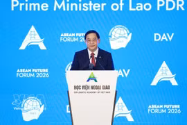 Lao Prime Minister Sonexay Siphandone speaks at the opening session of the third ASEAN Future Forum. (Photo: VNA)