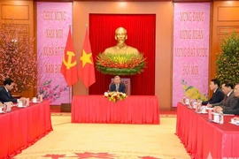 General Secretary of the Communist Party of Vietnam (CPV) Central Committee To Lam holds phone talks with First Secretary of the Communist Party of Cuba (CPC) Central Committee and President of Cuba Miguel Díaz-Canel. (Photo: qdnd.vn)