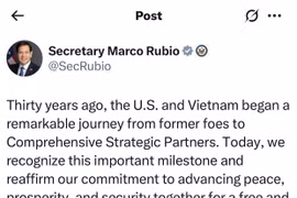 US Secretary of State Marco Rubio's post on X social network. (Photo: VNA)