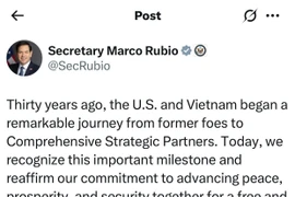 US Secretary of State Marco Rubio's post on X social network. (Photo: VNA)