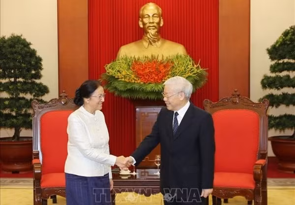 Leader Nguyen Phu Trong hosts Lao top legislator ảnh 1