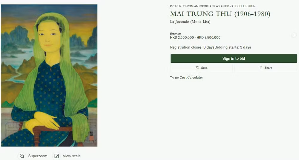 Portrait by late Vietnamese painter to be auctioned in Hong Kong ảnh 1