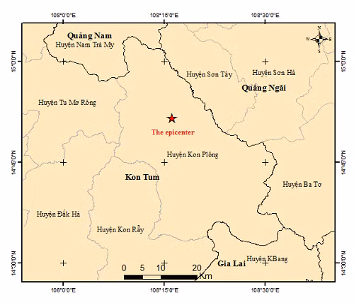 Five earthquakes reported in Kon Tum on February 7 morning ảnh 1