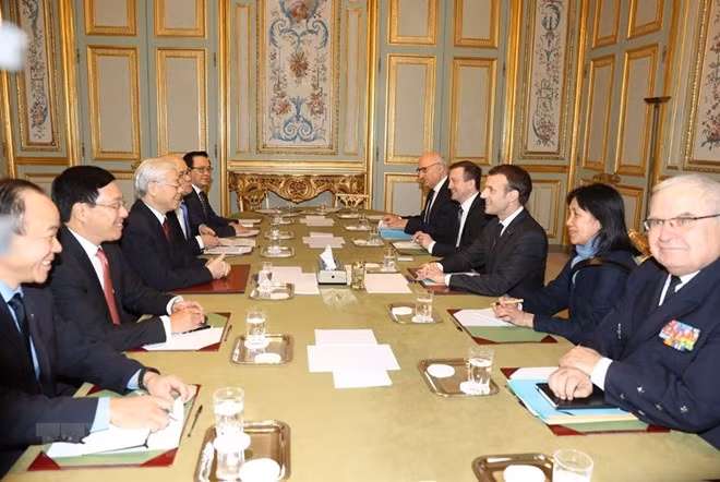Vietnamese Party chief holds talks with French President ảnh 1