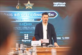 Le Xuan Thanh, Editor-in-Chief of the The Thao & Van Hoa Newspaper and head of the organising board, speaks at the launch of the 19th Cong Hien (Devotion) Awards. (Photo: VNA)