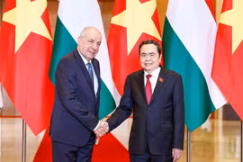 National Assembly Chairman Tran Thanh Man (R) and visiting Hungarian President Sulyok Tamas at their meeting on May 28 afternoon. (Photo: VNA)