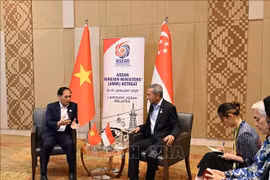 Vietnamese Deputy Prime Minister and Minister of Foreign Affairs Bui Thanh Son (L) meets with Singaporean Foreign Minister Vivian Balakrishnan on the sidelines of the ASEAN Foreign Ministers’ Retreat (AMM Retreat) in Malaysia on January 19. (Photo: VNA)