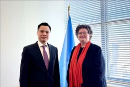 Ambassador Dang Hoang Giang (L), Permanent Representative of Vietnam to the UN, and United Nations Under-Secretary-General for Legal Affairs Elinor Hammarskjöld at their meeting in New York on March 26. (Photo: VNA)