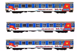 Artistic rendering of the “Thong Nhat train,” designed to commemorate the 50th anniversary of the liberation of the South and national reunification. (Photo: VNR) 