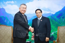 Prime Minister Pham Minh Chinh (R) and Executive Officer and President of Yamato Holdings Nagao Yutaka at their meeting in Hanoi on February 17. (Photo: VNA)