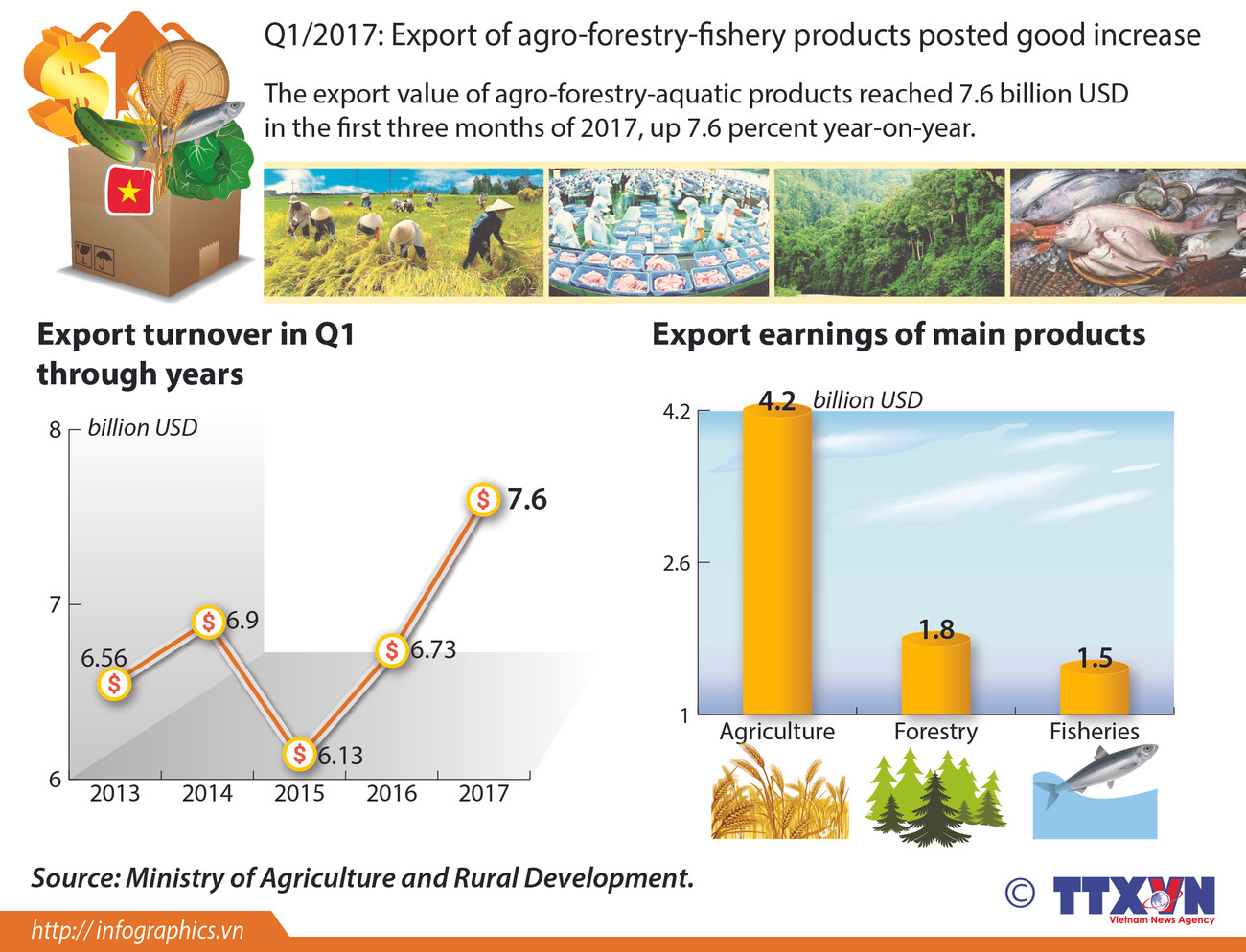 Q1/2017: Export of agro-forestry-fishery products posted good increase ảnh 1