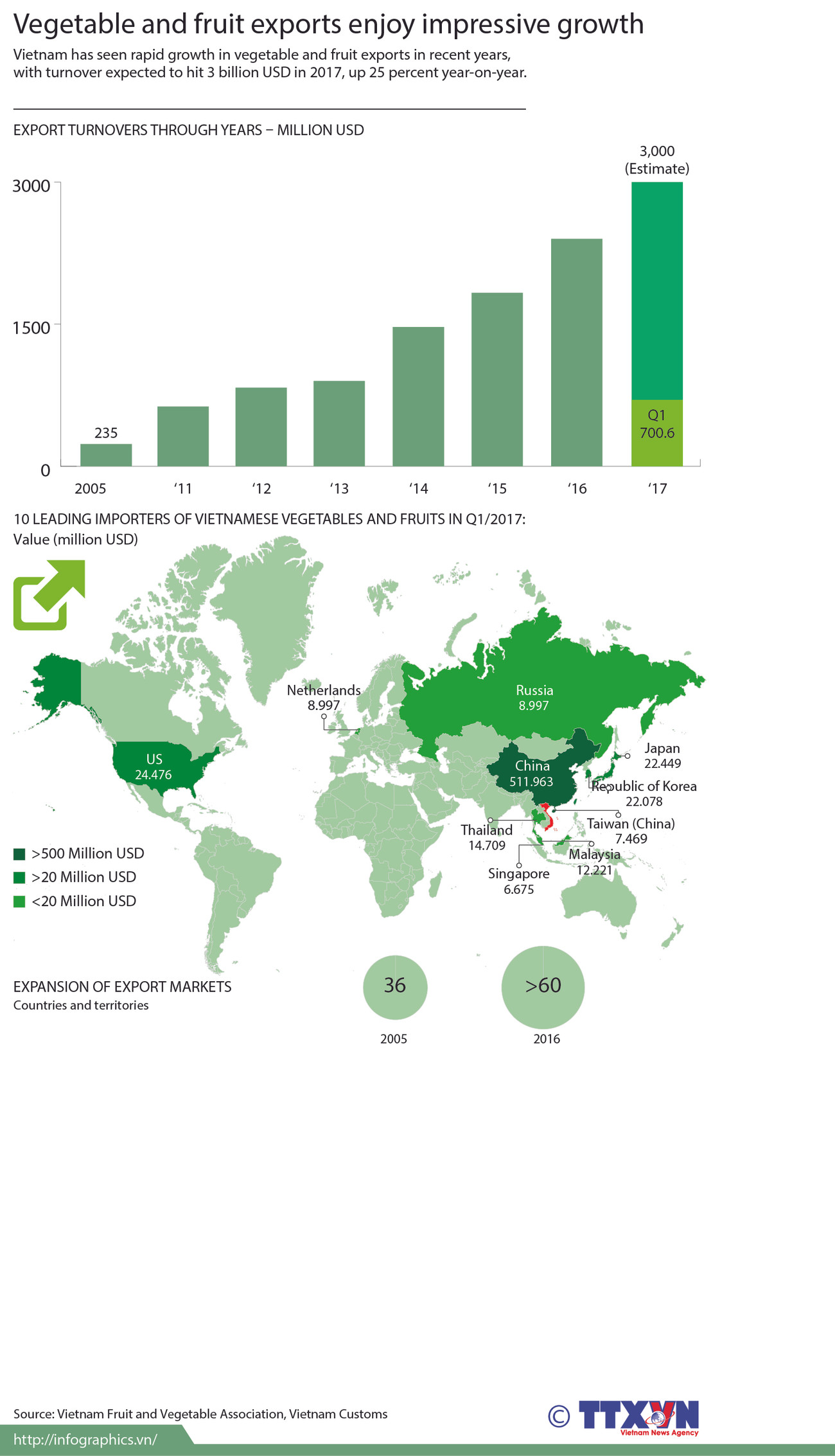 Vegetable and fruit exports enjoy impressive growth ảnh 1