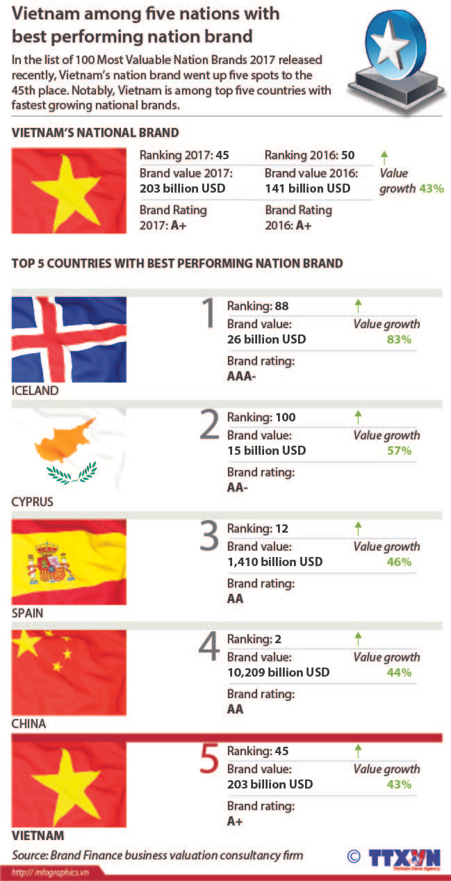 Vietnam among five nations with best performing nation brand ảnh 1