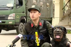 Mobile police on duty in bitter winter