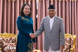Vice State President Vo Thi Anh Xuan meets with Nepali President Ram Chandra Poudel. (Photo: VNA)